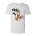 thumbnail image 2 of Wild Bobby God Made Me This Way Cross with Sunflowers Inspirational/Christian Men Premium Tri Blend Tee, Heather White, XX-Large, 2 of 6