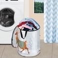 thumbnail image 5 of 50L Extra Large Popup Hamper Collapsible Laundry Basket With Zippered Lid 15.7x18.5in The Reindeer Walking, 5 of 7
