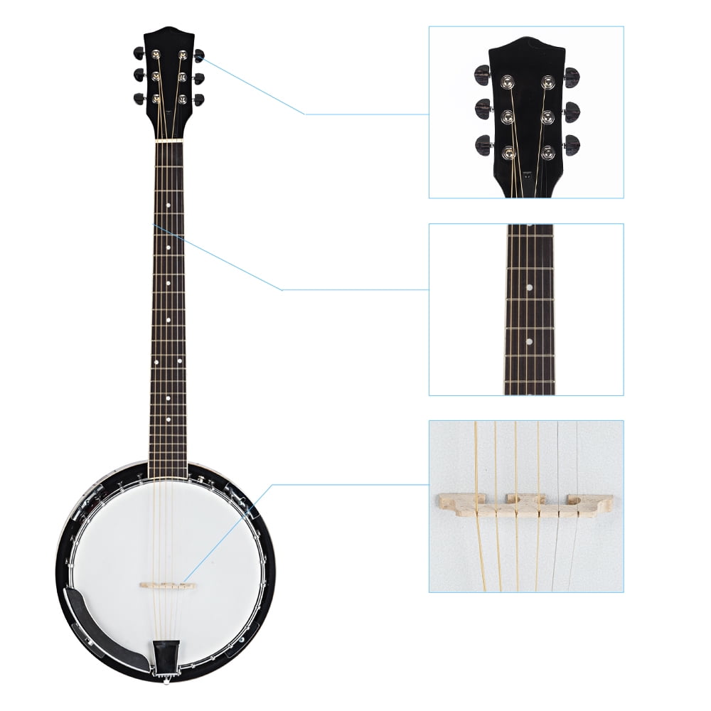 Zimtown 6 String Banjo Ukulele Uke Concert 38 Inch Size Sapele with 24