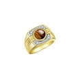 thumbnail image 3 of RYLOS Mens Rings 14K Yellow Gold Designer Round Gemstone &  Sparkling Diamond Ring Tiger Eye November Birthstone Rings For Men, Men's Rings, Gold Rings Sizes 8 - 13, 3 of 7