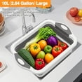 thumbnail image 6 of Collapsible BBQ Prep Tub/Cutting Board 10L, Foldable Dish Tub with Colander, Portable Camping Sink, Multifunction Dishing Basin Bucket Wash Tub for Kitchen Fruit Vegetable Picnic (Gray), 6 of 9