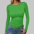 thumbnail image 2 of larppty Womens Long Sleeve Solid Color Shirts Basic Compression Going Out Crop Tops Fall Fashion Y2K Clothes 2025 (Dark Green, S), 2 of 4