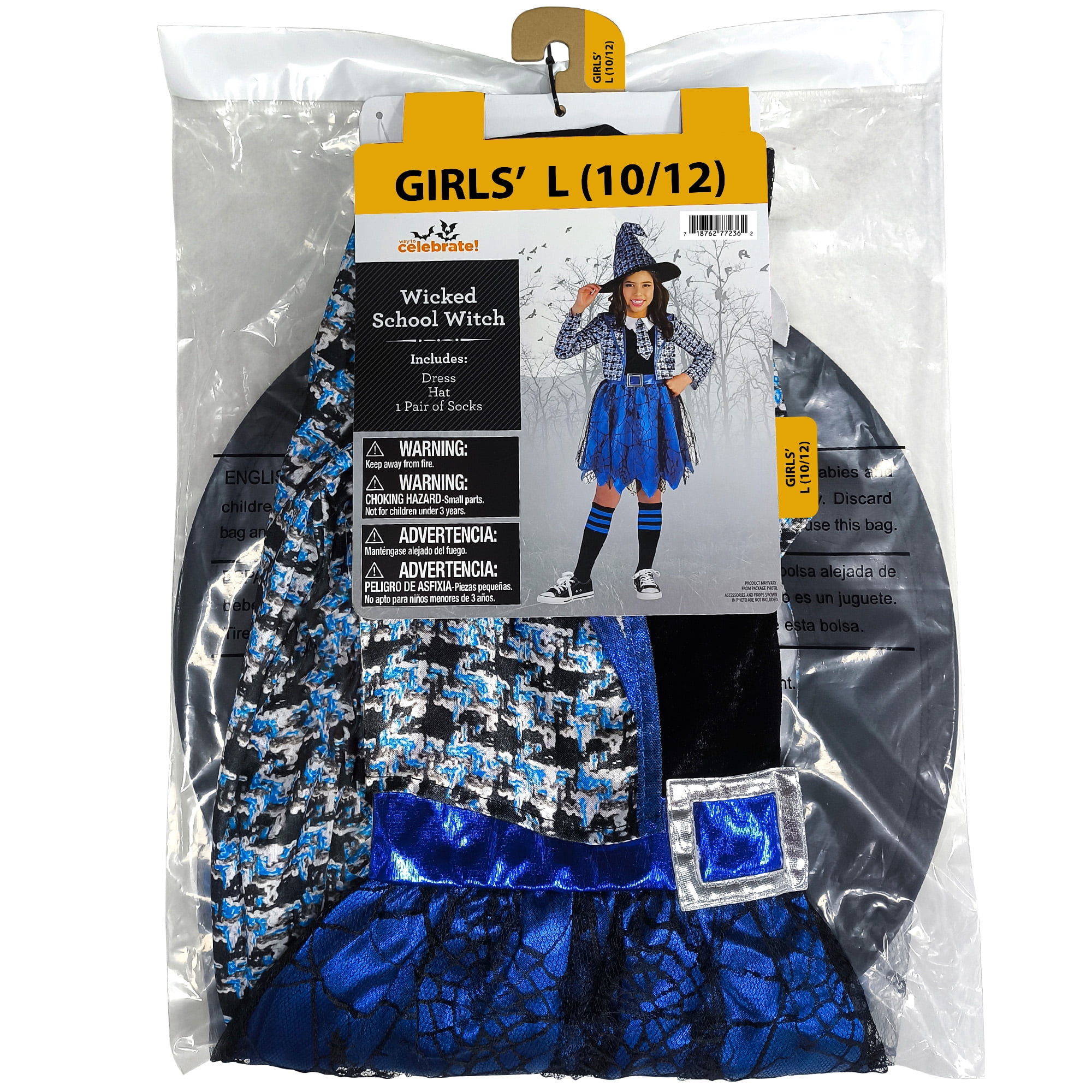 Wicked School Witch Halloween Costume for Children, Girl's Size L (10/12), by Way to Celebrate