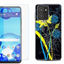 For HMD Vibe Shockproof Phone Case Cover with Tempered Glass Screen Protector, by OneToughShield - Wild Flowers