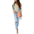 thumbnail image 3 of Liacowi Women Juniors Casual Shirts Color Block Button Down Blouse Long Sleeve Lapel Loose Fit Tops Oversized Boyfriend Tops with Pockets, 3 of 9