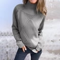 thumbnail image 2 of Hueook Sweaters for Women Trendy Striped Sweater Women Women's Casual with Solid Color Hollow Out Round Neck Knitted Sweater Gray 3X, 2 of 8
