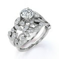 thumbnail image 4 of JeenMata Anillo de Bodas con Flor de Moissanita de Corte Redondo Vintage de 1,75 Uds Engastado en Oro Blanco de 18 K sobre Plata, 4 of 6