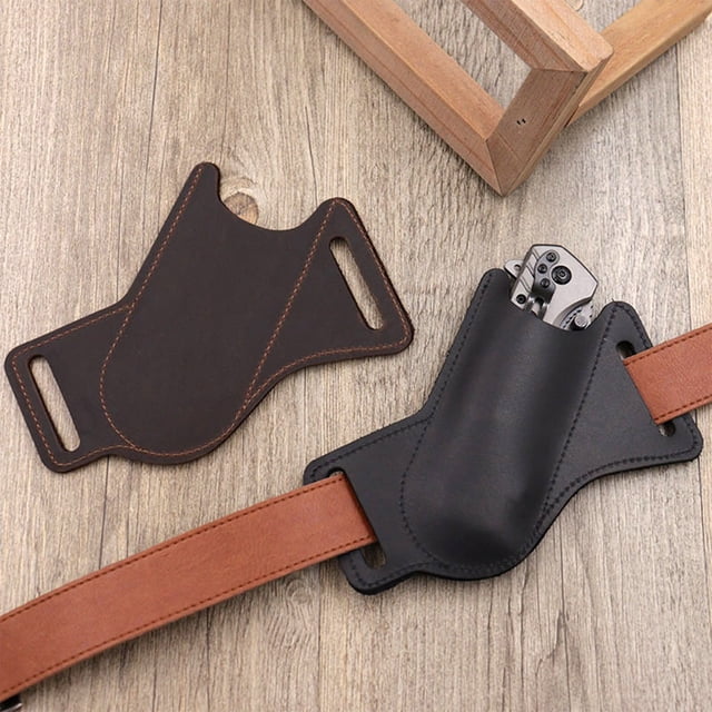 Bolsillo plegable de cuero para llevar a la cintura | Funda de herramientas tácticas y bolsa de almacenamiento para equipo de exterior