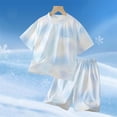 thumbnail image 6 of oelaio Girls Summer Outfits, Toddler Kid 2 Piece Tie Dye Clothes, Quick Dry Athletic T-Shirt and Shorts Set with Pockets Blue 9 Years, 6 of 6