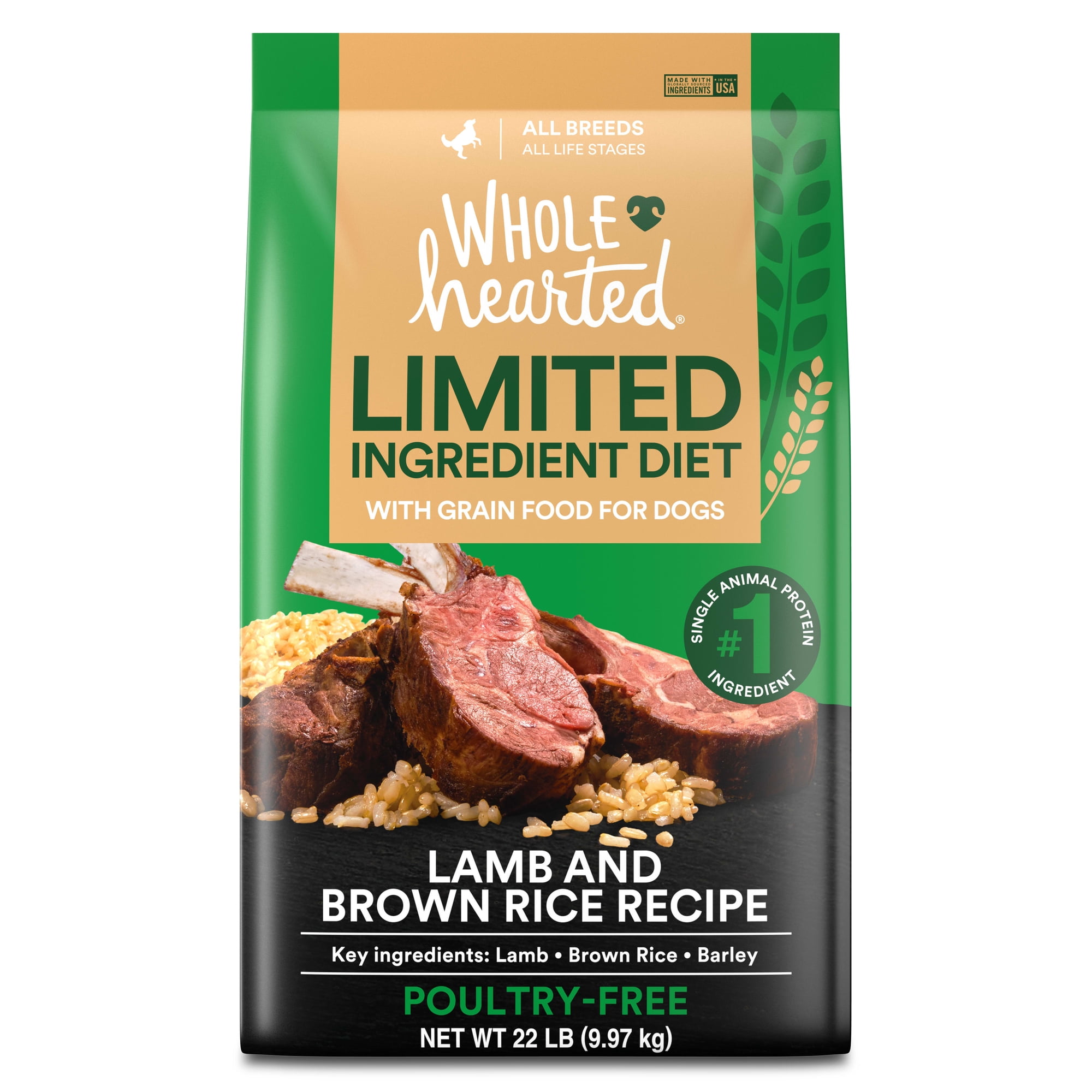 WholeHearted Limited Ingredient Diet Lamb & Brown Rice Recipe Dog Food 22 lbs.