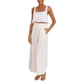 thumbnail image 1 of Qmyliery Women Ruffled Wide-leg Pants, Summer Casual Loose High Waist Solid Color Trousers, 1 of 9