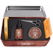 Viking Revolution Ultimate Grooming Kit for Men - Boar Brush, Wood Comb, Sandalwood Balm & Oil, Scissors for Beard & Mustache