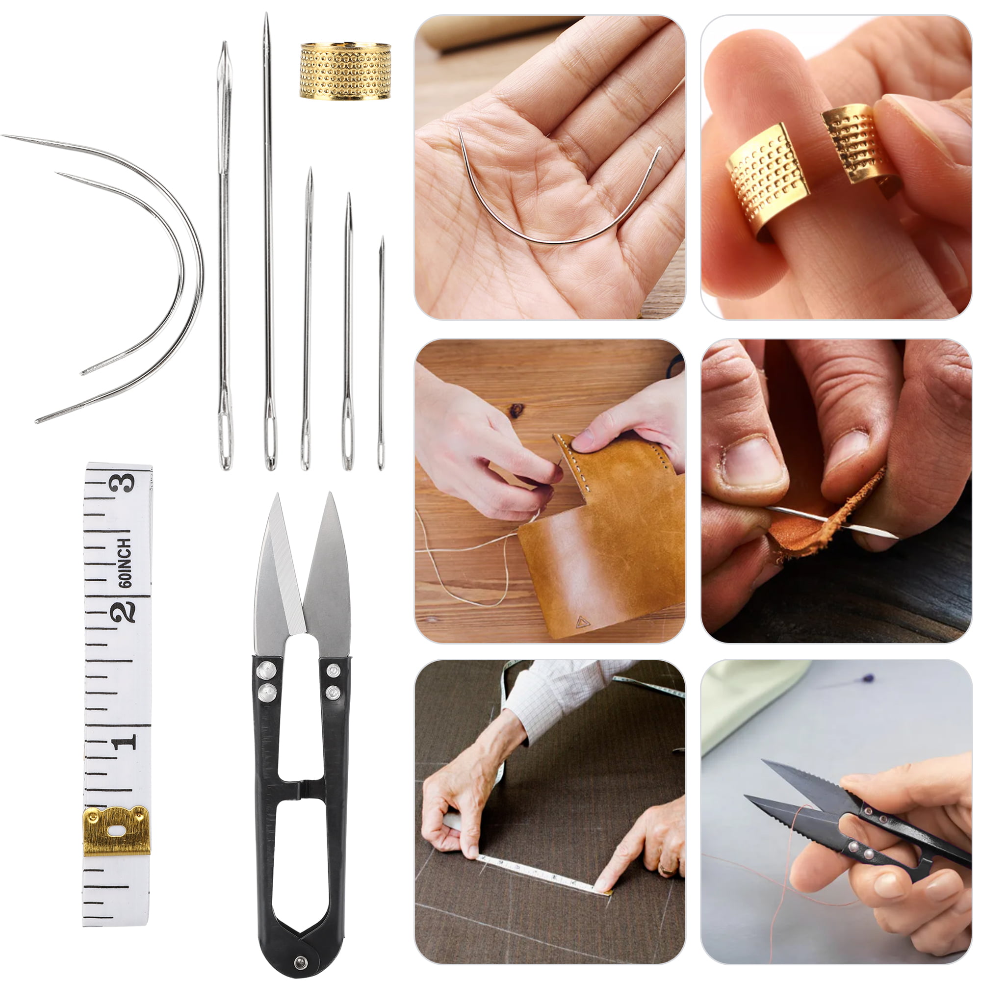 29 Pcs Upholstery Repair Kit, Leather Craft Tools Set Include Wax  Thread&Tape Measure&Hand Sewing Needles&Scissors&Mid-Hole Cone&Log  Cone&Copper Ring Thimble, Canvas DIY Tool Set for Leather Repair