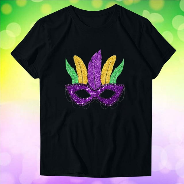 TIMIFIS T-Shirts pour Femmes Été Décontracté Coupe Classique Manches Courtes Col Rond T-Shirt Ample Carnavals Imprimé Graphique Tee