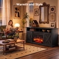 thumbnail image 3 of Fireplace TV Stand with Fireplace for 75 inch TV Farmhouse Entertainment Center with Storage, Black, 3 of 10