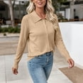 thumbnail image 3 of gbyLJF Womens Collar Button Cardigan Sweaters Lightweight Long Sleeve Knit Shirts Open Front Casual Office Tops, 3 of 7