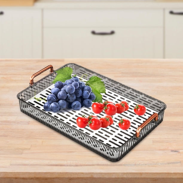 Bandeja decorativa para servir, escurridor, escurridor de platos, diseño desmontable, mesa de centro, bandeja, soporte de comida, bandeja de joyería p gris grande BLESIY bandeja de servir