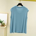 thumbnail image 5 of Women Pajama Tops Solid Crew Neck Sleeveless Loose Soft Comfortable Casual Tank Sleep Top, 5 of 5