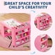 thumbnail image 3 of Para niños grande art escritorio con double-sided almacenamiento cabinets y 2 stools mdf children’s drawing mesa set rosa, 3 of 6