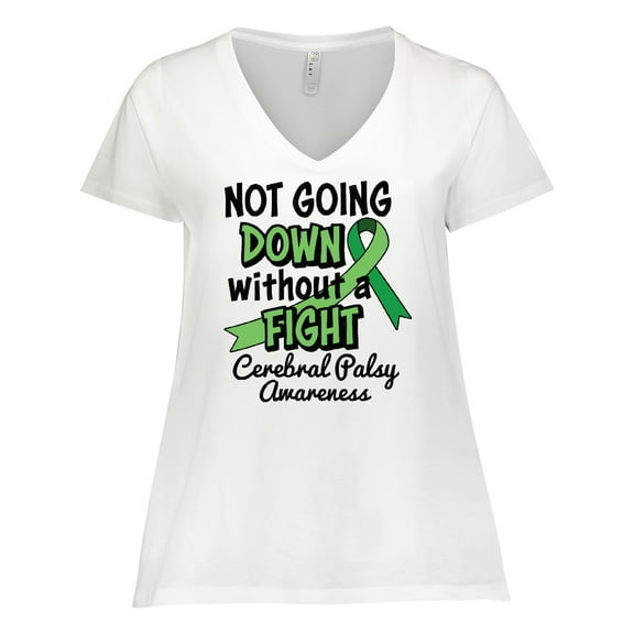 Inktastic Not Going Down Without a Fight Cerebral Palsy Awareness Women's Plus Size V-Neck T-Shirt