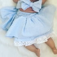 thumbnail image 3 of Dooleck Kids Little Girl Sleeveless Dresses Plaid Printed Strap Princess Lace Dress, 3 of 8