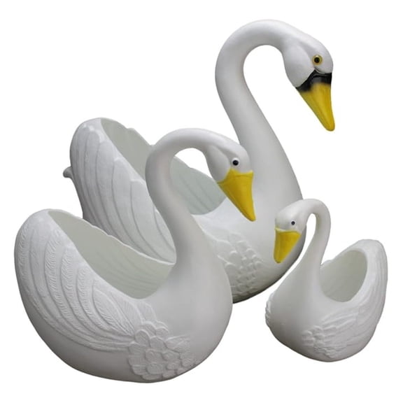 White Swan Planter 3 piece Set: Classic Products Yard Decorations - !