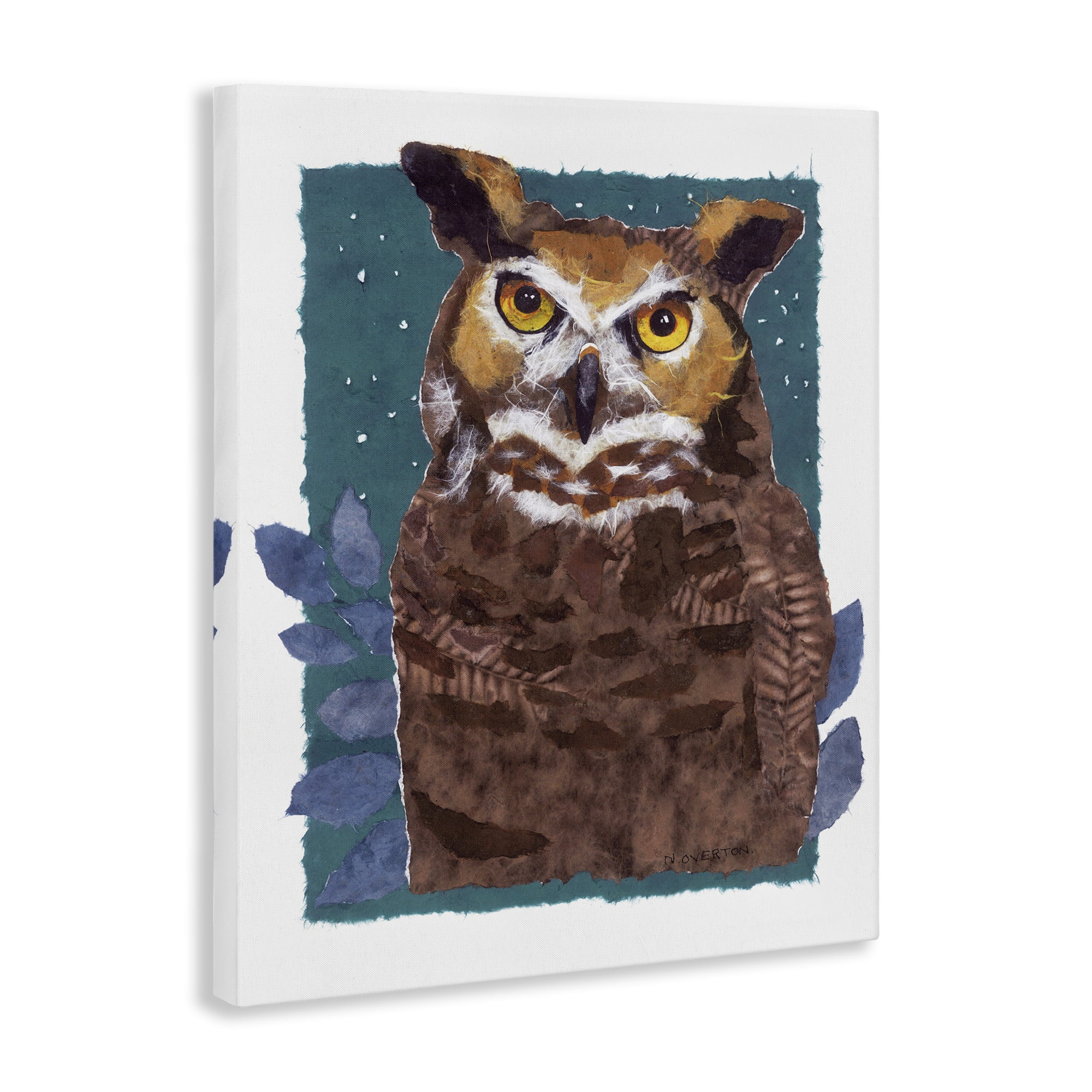 Stupell Industries Stern Owl Portrait Animals & Insects Painting Gallery Wrapped Canvas Art Print Wall Art, 24 x 30