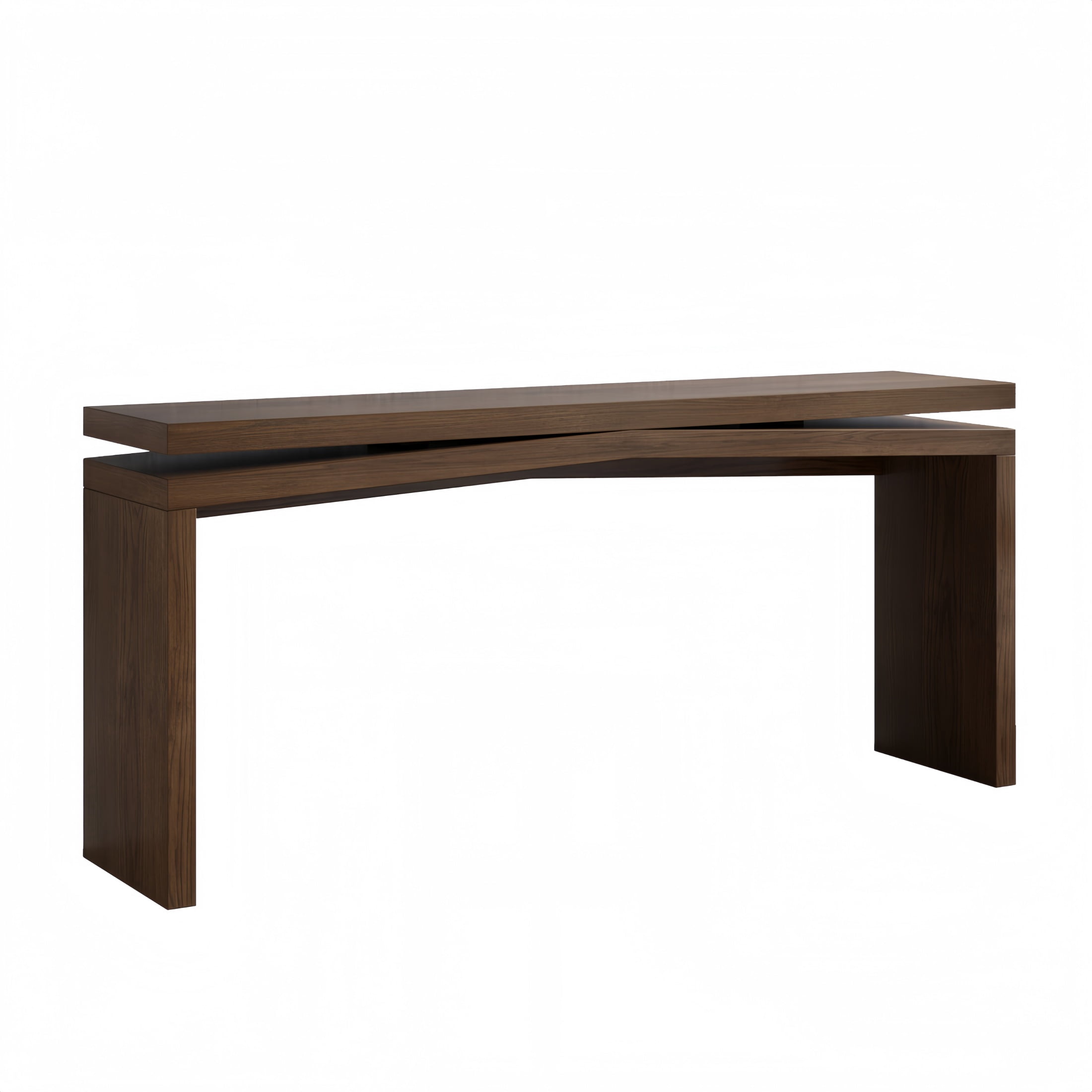 Atumcto 65" Long Console Table, Rustic Wood Entryway Sofa Table with Geometric Base for Living Room Hallway Behind Couch, Antique Rustic Brown