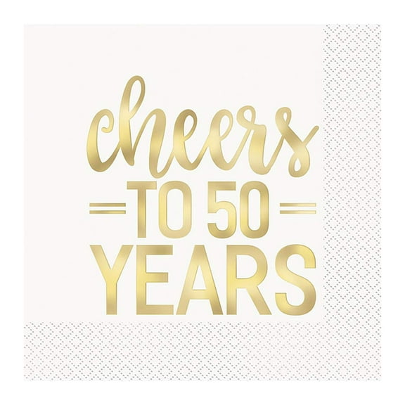 Gold Foil Cheers To 50 Years Lunch Nap - Party Supplies - 16 Pieces