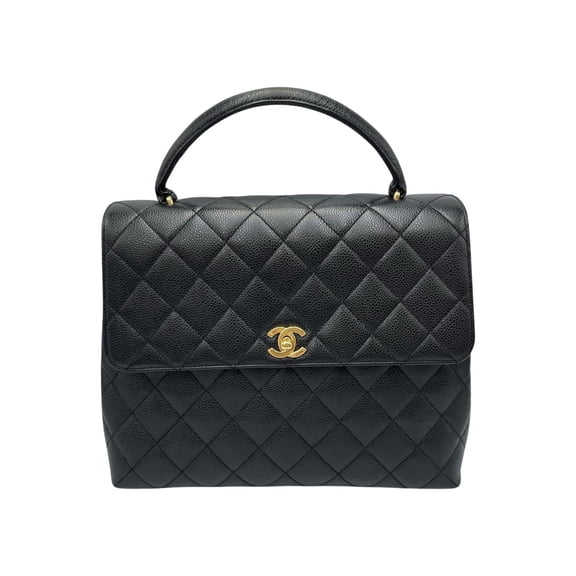 Pre-Owned CHANEL Matelasse Handbag in Matte Caviar Leather, Black, Women's (Good)
