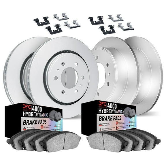 Dynamic Friction Company Front and Rear Geospec Brake Rotors Kit | 4000 HybriDynamic Brake Pads includes Hardware 4814-67032