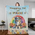thumbnail image 3 of Wagging Tail Miniature American Shepherd Celebrates Rainbow Pride LGBT LGBTQ+ Cozy Fleece Blanket MAS Dog Lover Gifts Warm Soft Throw Blanket - 01003, 3 of 5