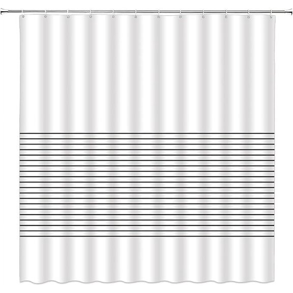 Striped Shower Curtain Black And White Modern Boho Fabric Bathroom Curtains Decor Set With Hooks 36"W x 72"L (Pack of 1)