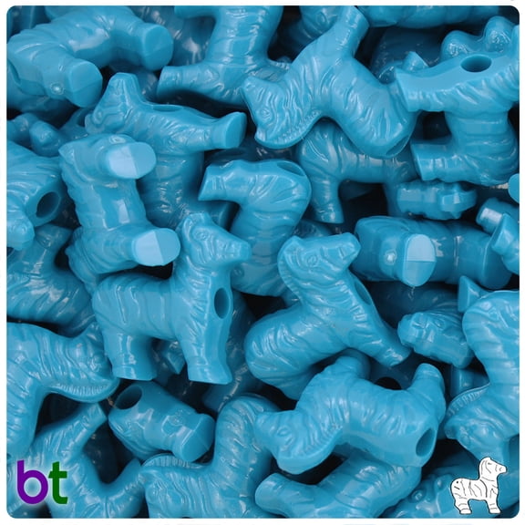 BeadTin Dark Turquoise Opaque 22mm Zebra Pony Beads (24pcs)