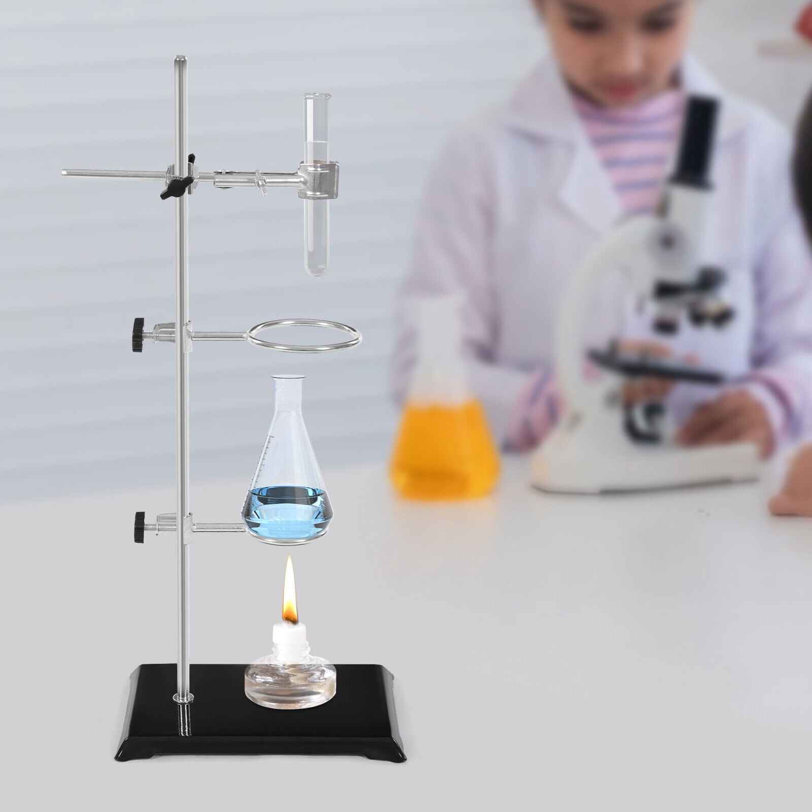 50cm Lab Stand Support Platform 2-Ring Condenser Clamp Stands Chemistry Holder