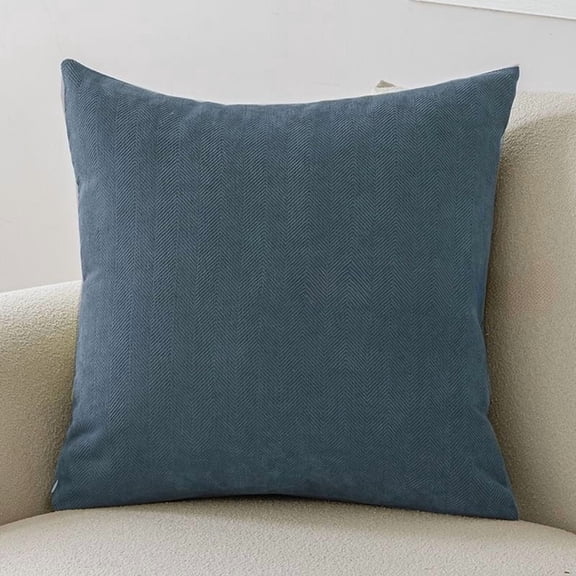 Slate Blue Chenille Throw Pillow Cover, Soft Textured Decorative Cushion Case for Sofa Couch and Living Room Decor
