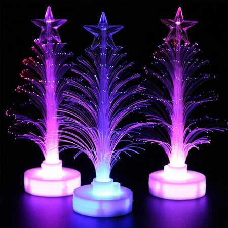 Glowing Christmas Tree Light Battery Powered, TSV 4/3/2/1Pcs Color-Changing Battery Operated Tabletop Artificial Christmas Decoration Tree, 5-Inch Christmas Tree Desk Lamp, Star