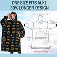 thumbnail image 4 of Oversized Wearable Blanket Hoodie,Colorful Games Retro Black Pattern Sherpa Blanket Hoodie with Super Pockets,Super Warm Fuzzy Pullover for Women & Men, 4 of 6