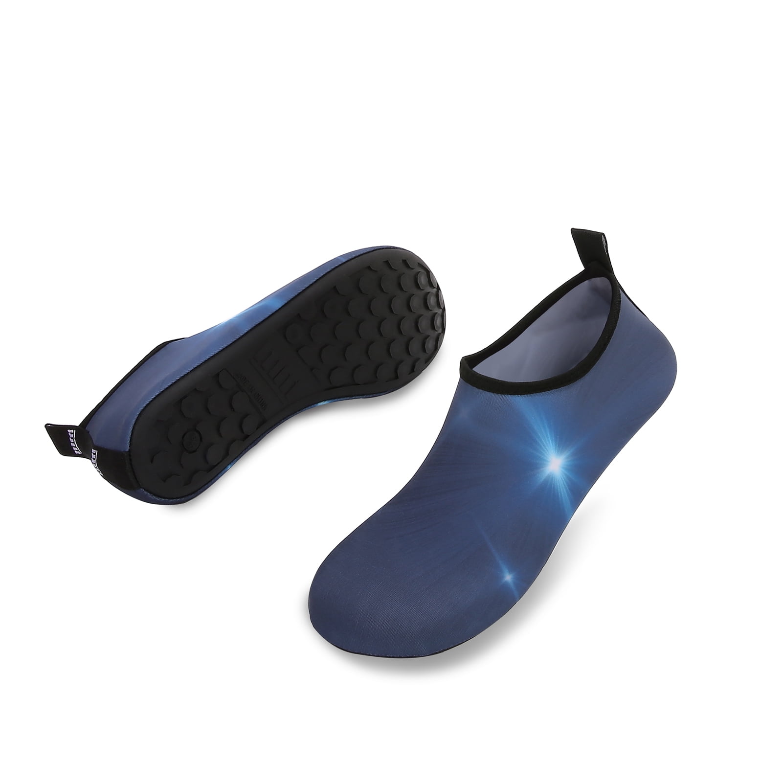 Men and Women a Slip On Barefoot Quick-Dry Beach Aqua Yoga Water Shoes (Light Shine/Navy, 7.5-8.5 Women/6.5-7.5 Men)
