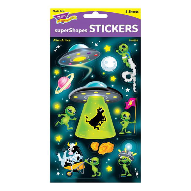 ALIENS Stickers Craft Planet kids Fun Sticker Sheet craft reward sheet 