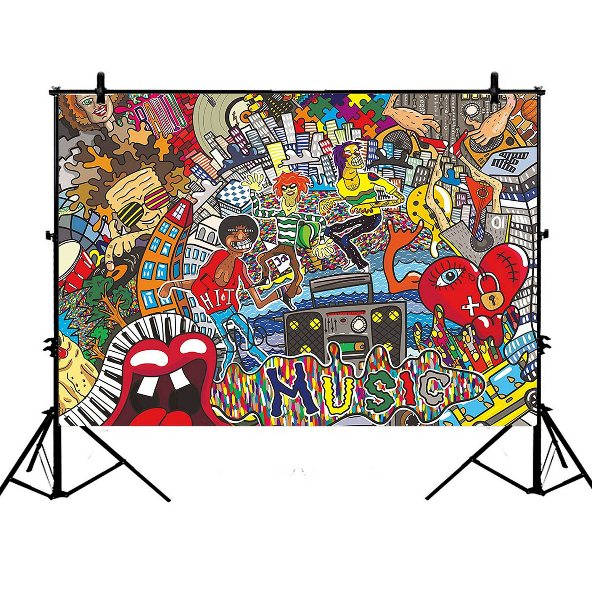 Gckg 7x5ft Graffiti 90s Hip Hop Music Street Art Party Decorations