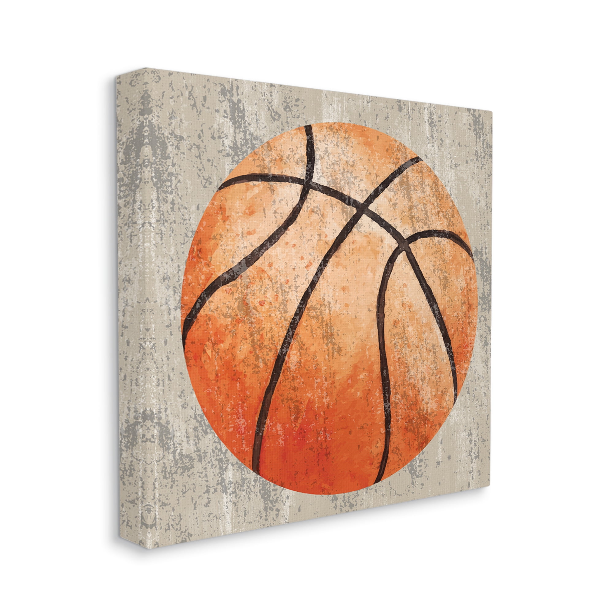 Stupell Industries Rustic Sports Basketball Abstract Painting Gallery Wrapped Canvas Art Print Wall Art, 24 x 24