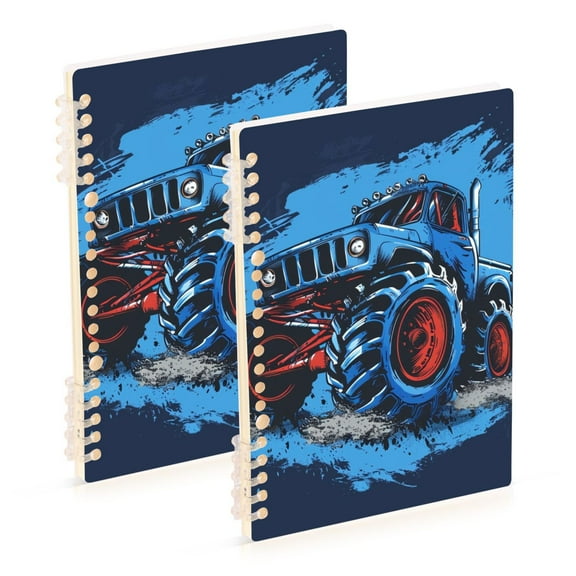 Monster Truck Ring Binder Notebook Journey Note Diary College Ruled Spiral Notebook Study Loose Leaf Paper A5 60 Pages