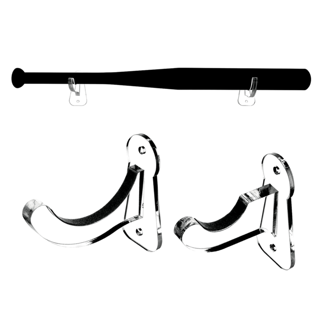 1 Pair Acrylic Baseball Wall Mounted Holder Baseball Bat Display Softball Bats Rack Collection Bracket Transparent,1 Pairs x Storage Rack,Transparent