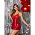 thumbnail image 4 of Avidlove Satin Nightgown for Women Lace Set Sexy Lingerie V Neck Chemise Nightdress XX-Large, Red, 4 of 8