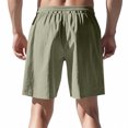 thumbnail image 4 of pstuiky Pantalones cortos deportivos, Pantalones cortos de lino con cintura elástica y botones de color liso para hombre, versátiles y a la moda. Pantalones cortos de baloncesto, 4 of 9