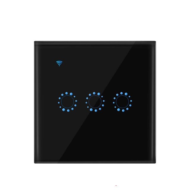 Cambiar Interruptores inalámbricos Interruptor de luz WiFi Smart Wall Compatible con Alexa Echo Aplicación de control de Google Home Assistant Interruptor de luz táctil Teléfono para iOS 1 2 3 Gang Abanopi Cambiar