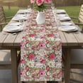thumbnail image 4 of Pink Spring Floral Table Runner - 108 Inch Long Vintage Summer Botanical Cotton and Linen Blended Dress Scarves Farmhouse Table Runner for Kitchen Dining, Coffee Table, 13" x 108", 4 of 8