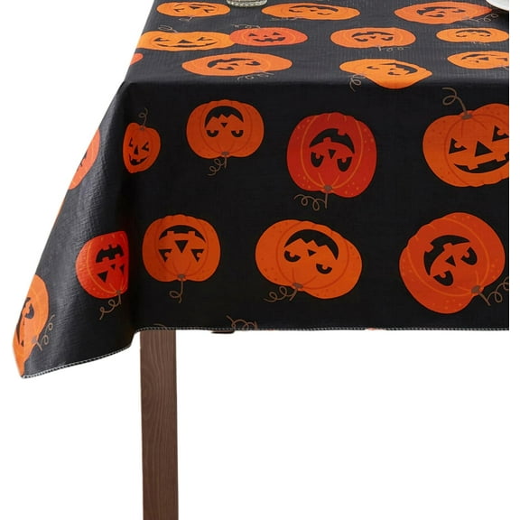 Serafina Home Halloween Vinyl Tablecloth: PEVA Vinyl with Flannel Backing Tablecloth Reusable 52" x 70"
