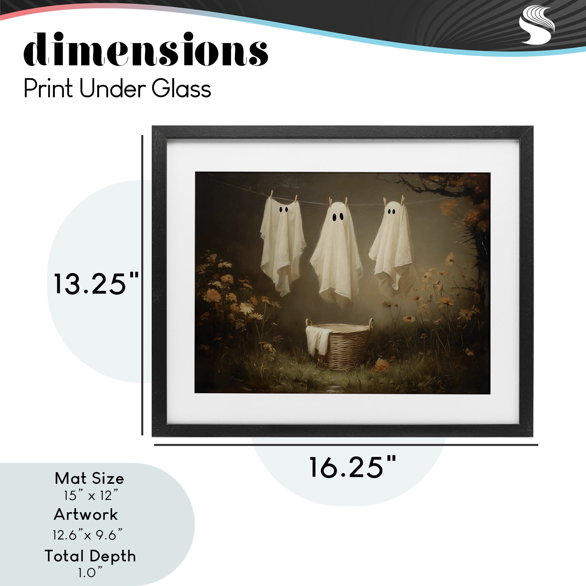 Three Laundry Ghosts Hanging Black Framed Print Under Glass, design by Arlington Prints